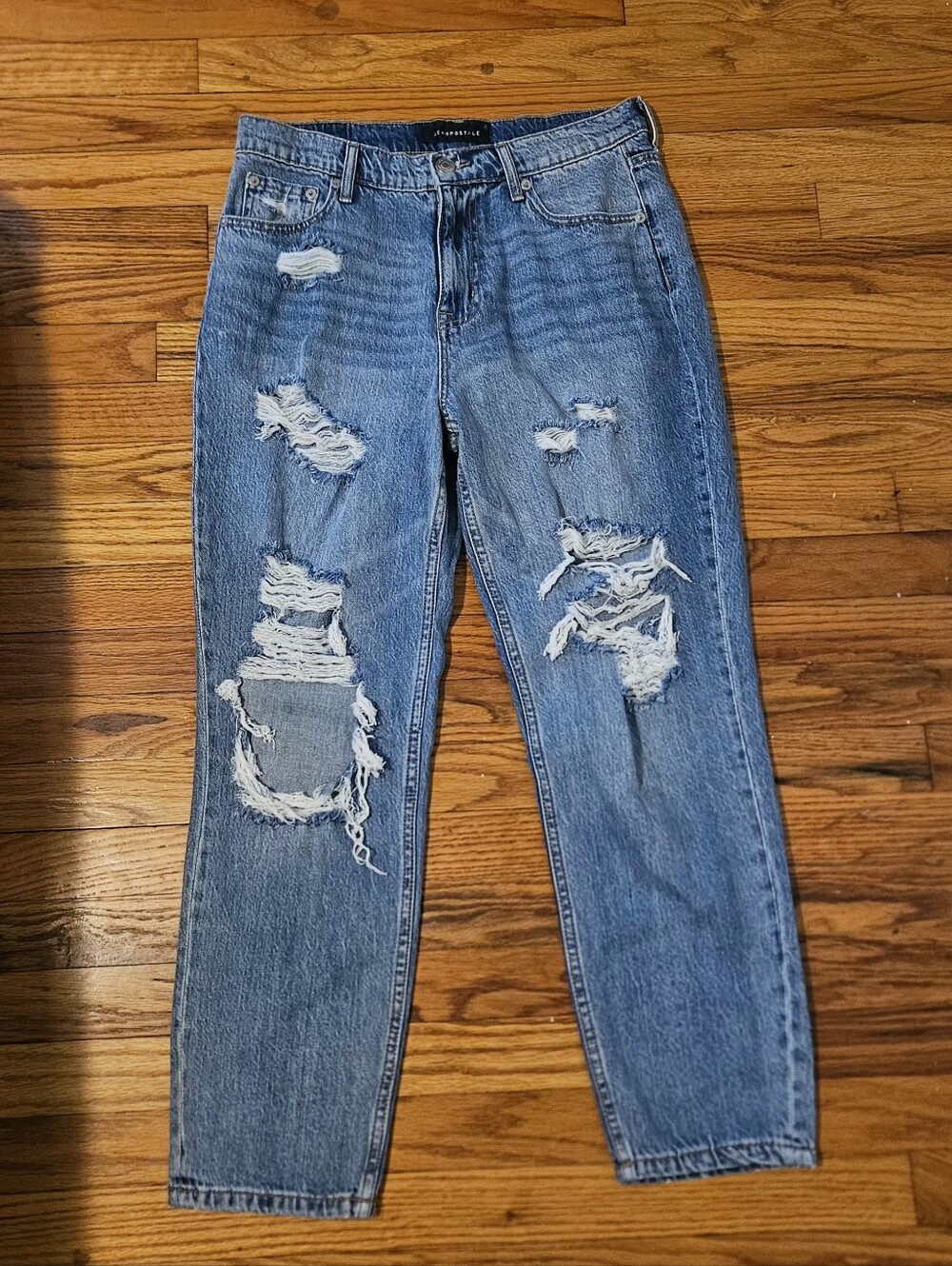 Aeropostale Blue Distressed Mom Jeans Size 8